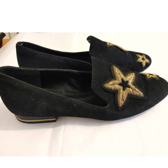 Michael Kors Flats Natasha Star Applique Black Suede Flats Sz. 9.5 - Picture 2 of 8